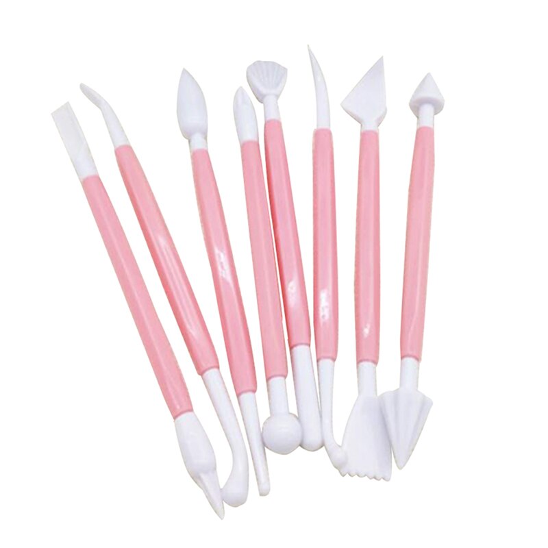 8 stks/partij 16 Patronen Fondant Cake Decorating Bloem Suiker Ambachtelijke Modelling Gereedschap Klei Fondant Cake Decorating Tool: pink