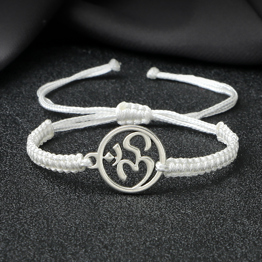 Charm OM símbolo hecho a mano cuerda trenzada ajustable rojo negro pulseras mujeres hombres joyería de de la suerte para Amiga oración