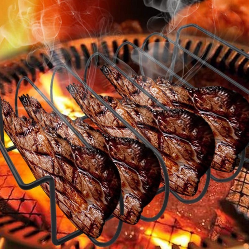 Bbq Roosteren Rib Rack Multifunctionele Non-stick Gebraden Hele Kip Ribben Vlees Non-stick Rib Rack Voor Grillen