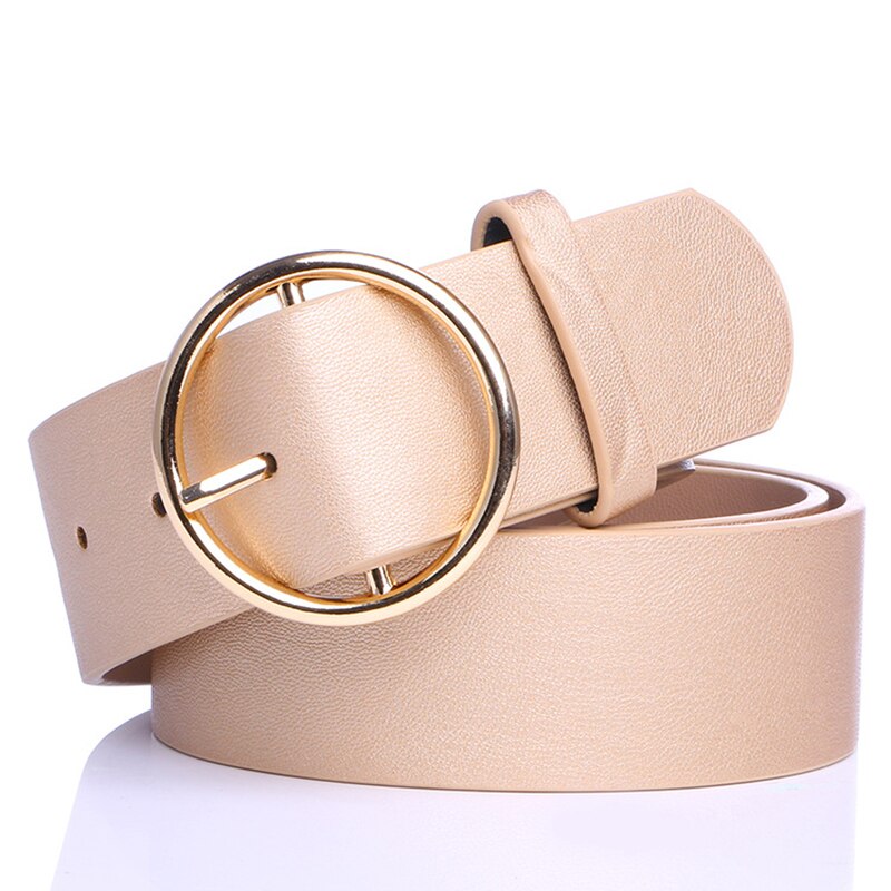 Badinka Neue Runde Metall Kreis Gürtel Bund Damen Breit Weiß Schwarz Gelb Pu Faux Leder Taille Gürtel für frauen