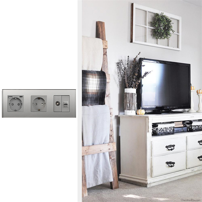 Bingoelec – Triple prise murale Standard ue, panneau en verre blanc noir, pour ordinateur, Internet, Rj45, amélioration de l'habitat