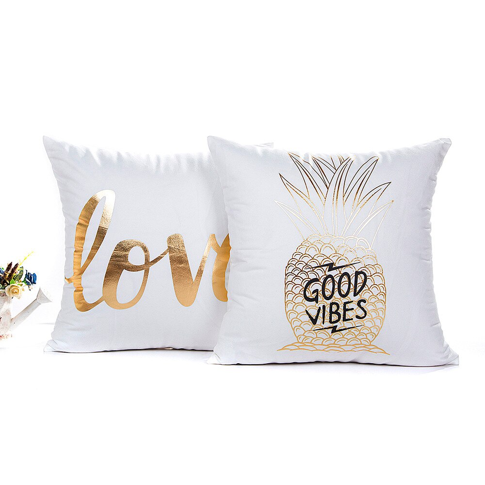 Goud Foliedruk Zachte Kussensloop Sofa Taille Gooi Kussenhoes Home Decor Kussensloop Auto Bed Decor Kussensloop