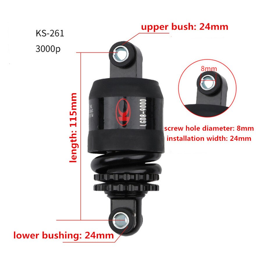 1200 /3000 lbs KS Shock Absorber MTB Mountain Bike Folding Electric Bicycle Spring Shock Absorber Scooter Rear Gallbladder