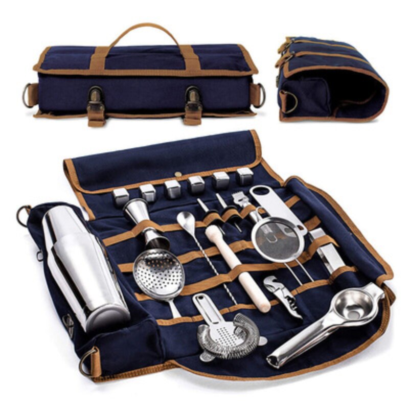 Barra bartender bolsa de transporte criativo bartender lona kit ferramentas barra conjunto cocktail shaker saco de armazenamento só