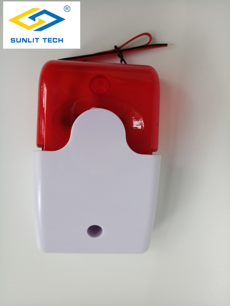 12V 110dB Sound Wired Mini Indoor Sirene Met Rood Licht Flash Voor Home Security Alarm Strobe Systeem
