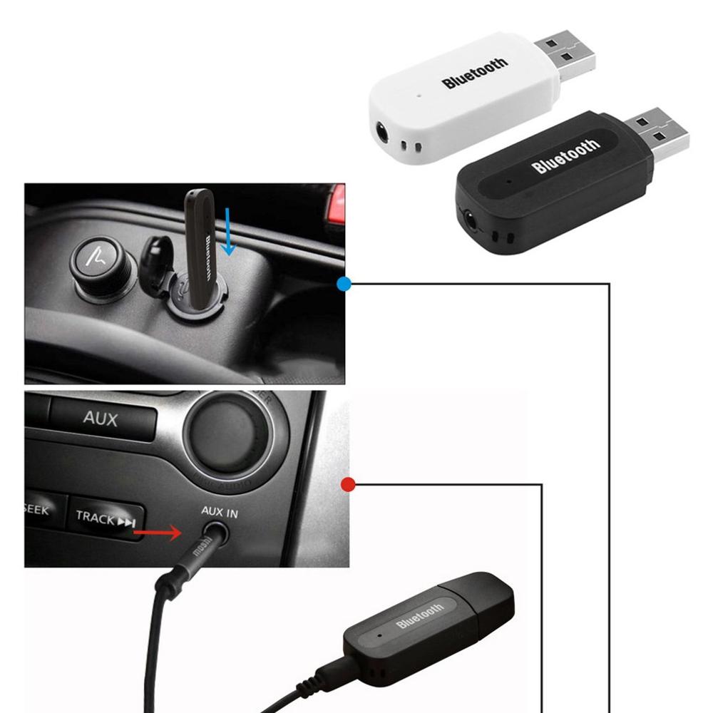 Trådløs bil usb adapter 3.5mm jack aux musik stereo modtager bluetooth sender til mobiltelefon bilhøjttaler