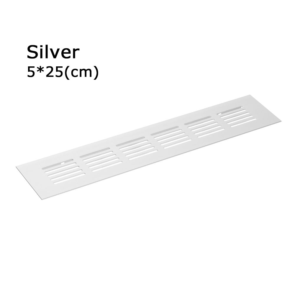 Rejilla de ventilación de aleación de aluminio para armario, cubierta de orificios, adornos, rejilla de ventilación: silver-5x25cm-