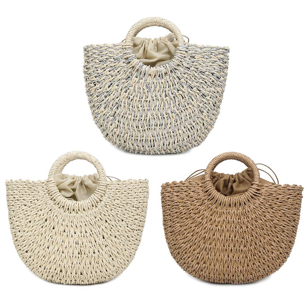 Vrouwen Handtas Handgemaakte Stro Geweven Tote Grote Capaciteit Zomer Strand Schoudertas Party Shopping LXX9