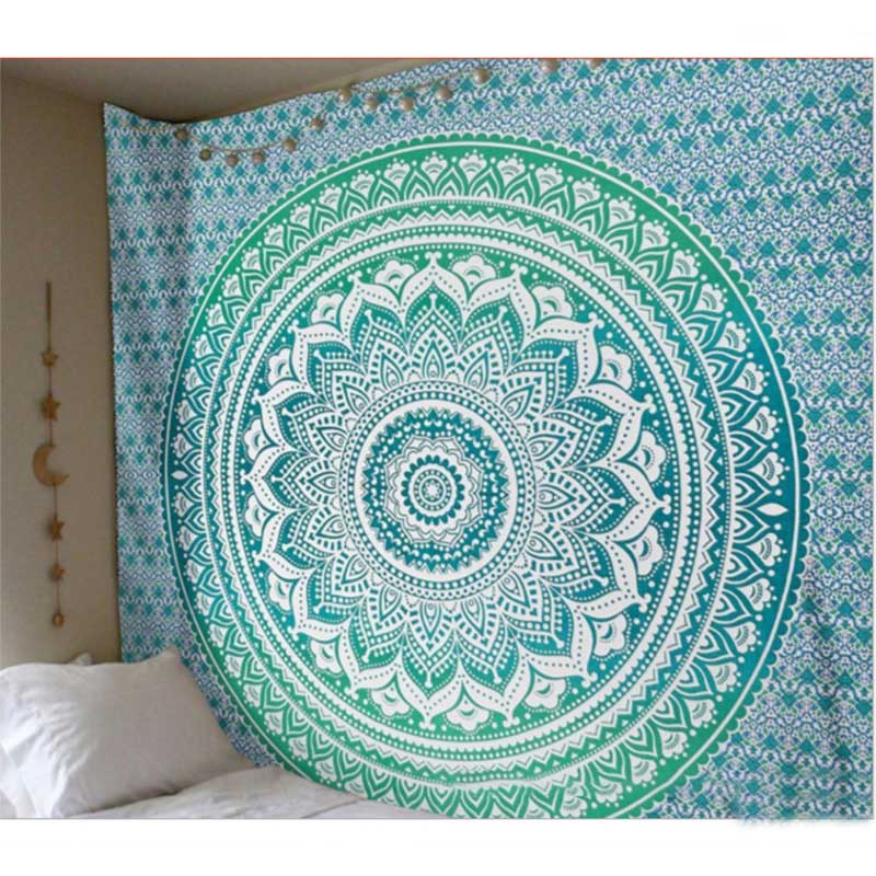 150*210cm Large Mandala Indian Beach Mat Polyester Thin Blanket Tapestry Wall Hanging Bohemian Yoga Shawl Mat Blankets: Black