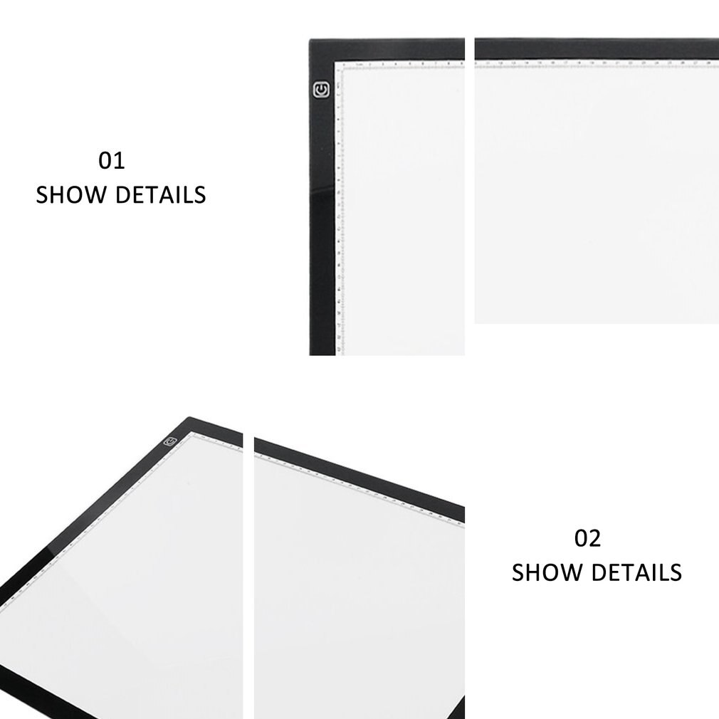 Tablet LED Tracing Light Box Ultra Thin Stepless Dimmable Brightness Artcraft Light Table Pad Board with Scale