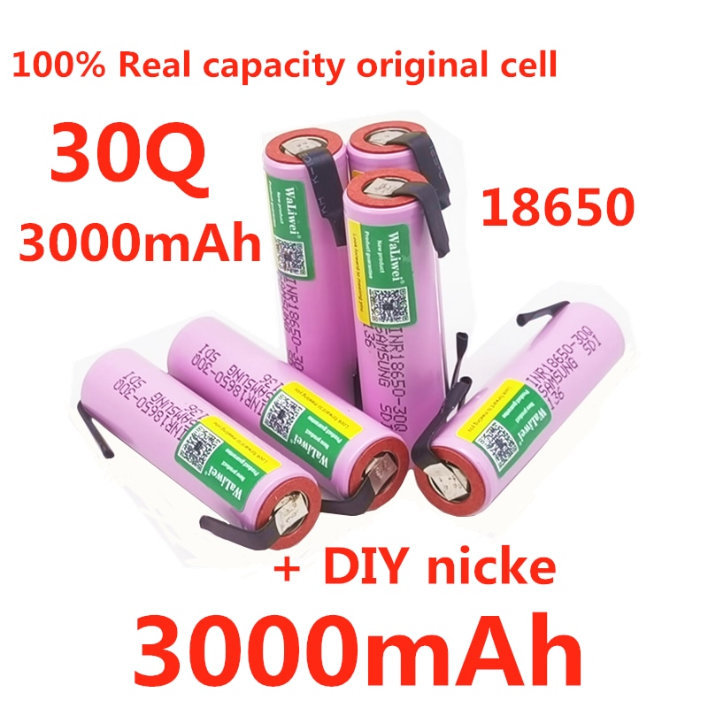 18650 30q Capaciteit 3.7V 3000Mah Batterij, geschikt Voor Samsung 30q Inr 18650 30q 20A Oplaadbare Lithium Ion Batterij + Diy Nicke