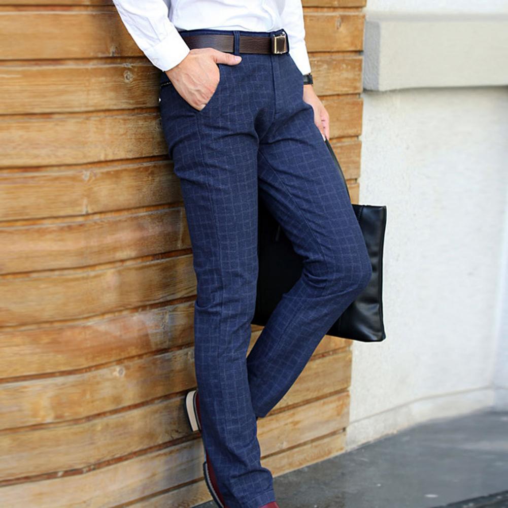 Plaid Men's Suit Pants Autumn Winter Male Business Formal Long Trousers Men Office Dress Suit Pants hommes pantalones hombre