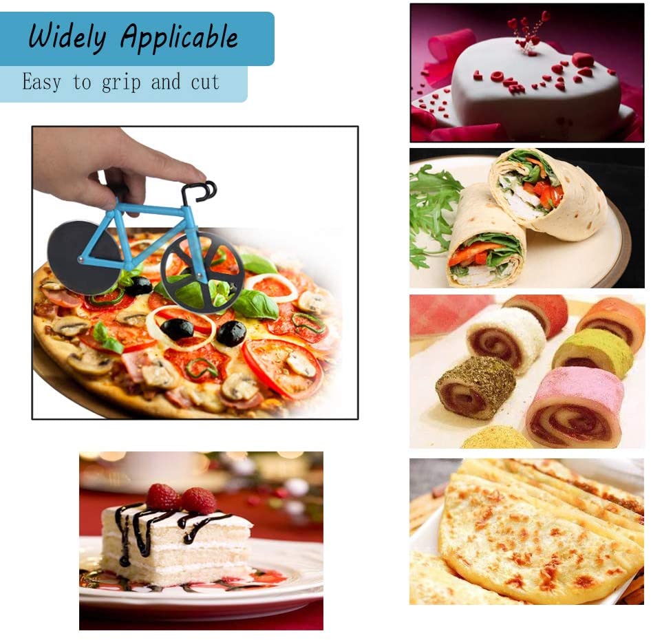 Bicycle Pizza Cutter Wheel Stainless Steel Plastic Bike Roller Pizza Cutting Wheels Chopper Kitchen Gadget Baking Accessories