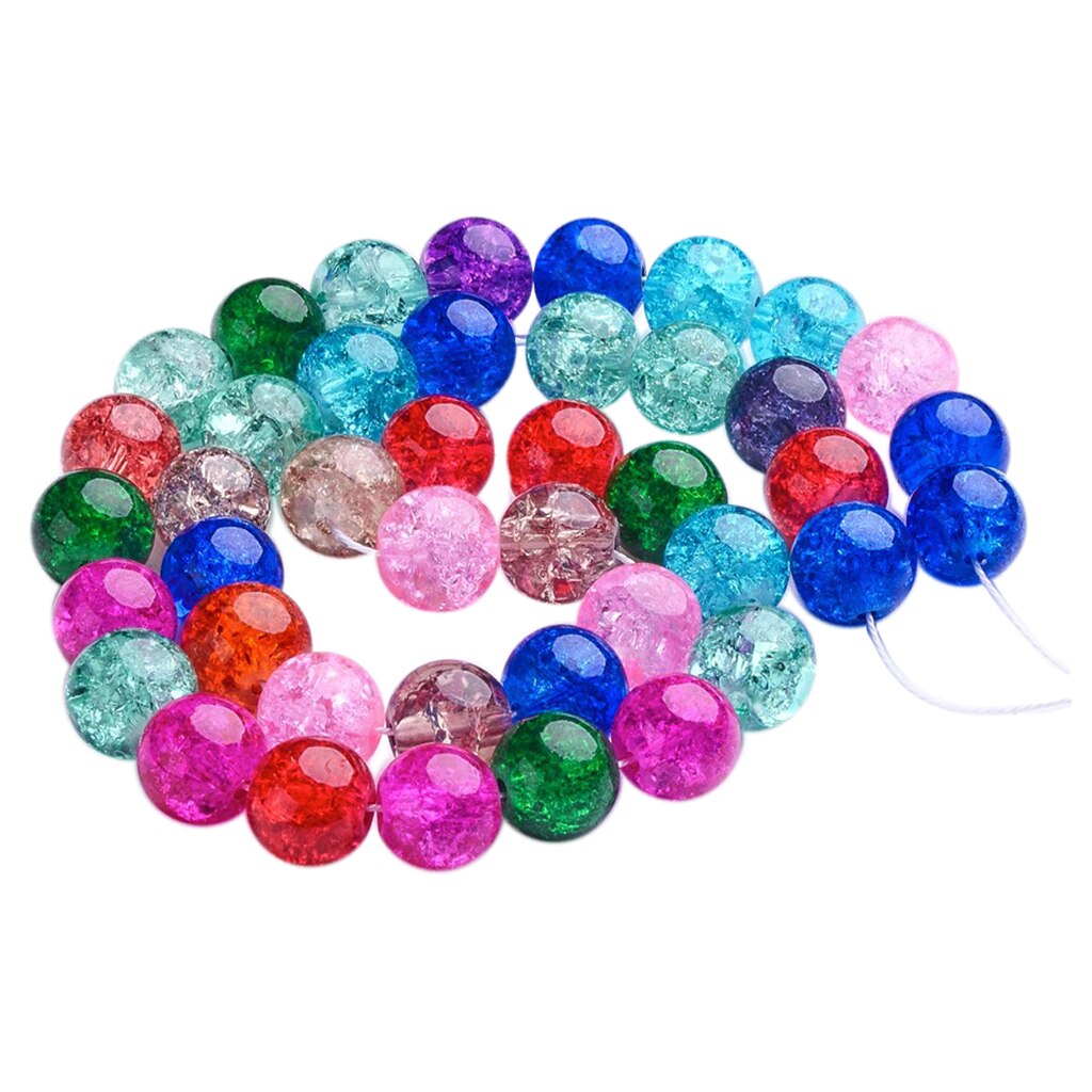 42 Glass Crackle Beads Crystalline Spacer Bead DIY Necklace Bracelet Earring
