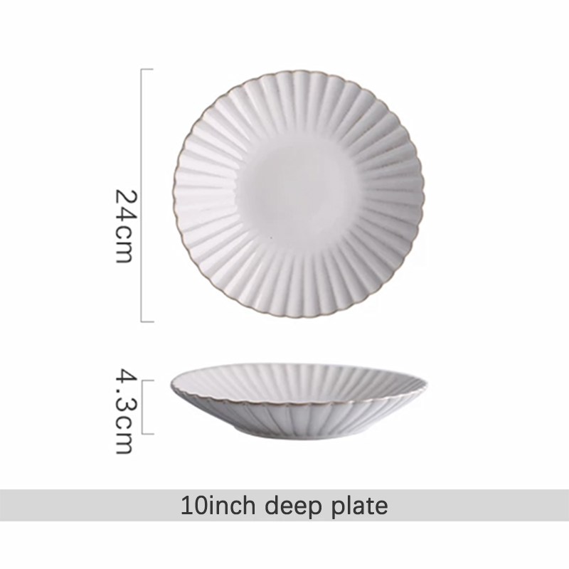 Ceramic Dinnerware Set Food Plates Dishes Dinner Plates Salad Soup Bowl Klin Glaze White Plates and Bowls Set for Restaurant: 10inch deep plate