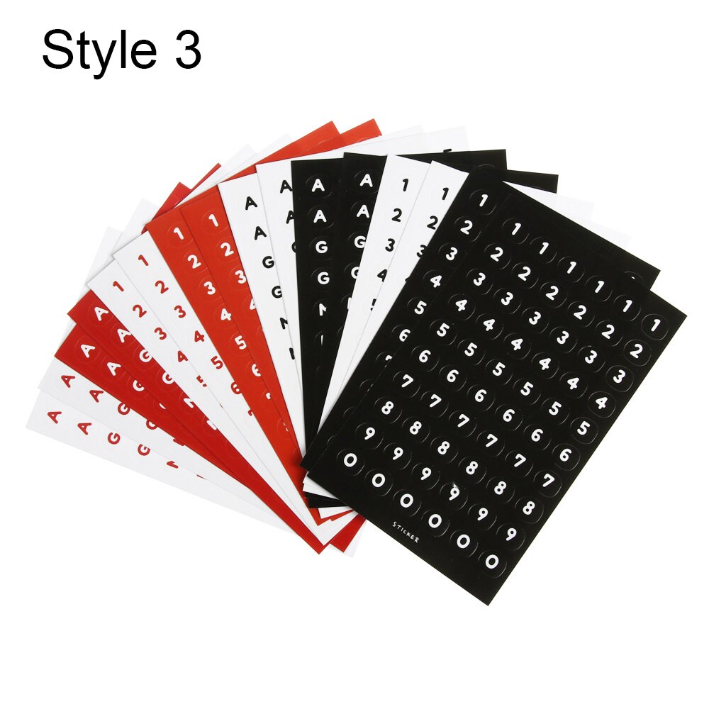 16Sheets Colorful DIY Numbers Letters Stickers Self Adhesive Small Clothing Mark Labels Stickers School Paper Sticker Office Dec: 3