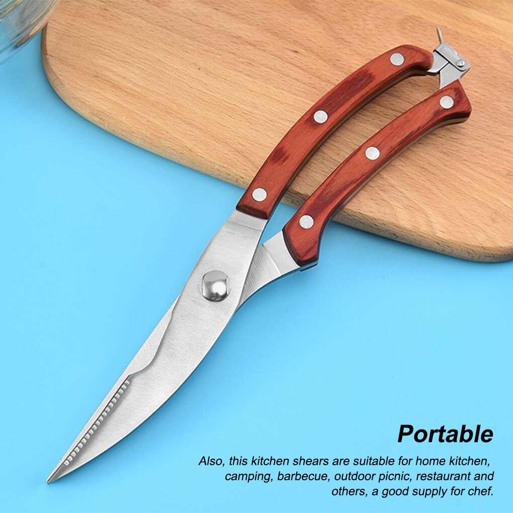 Kitchen Scissors Stainless Steel Chicken Bone Duck Shears Meat Vegetable Cook Portable Spring Loaded Scissor Barbecue Gadget