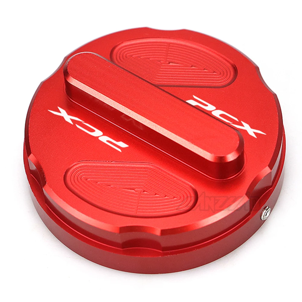 PCX cubierta de tanque de combustible de motocicleta tapa de caja de gasolina accesorios de aluminio CNC para Honda PCX 125 150 160 200 EV HP MPG PCX160-CBS 18-21: Rojo