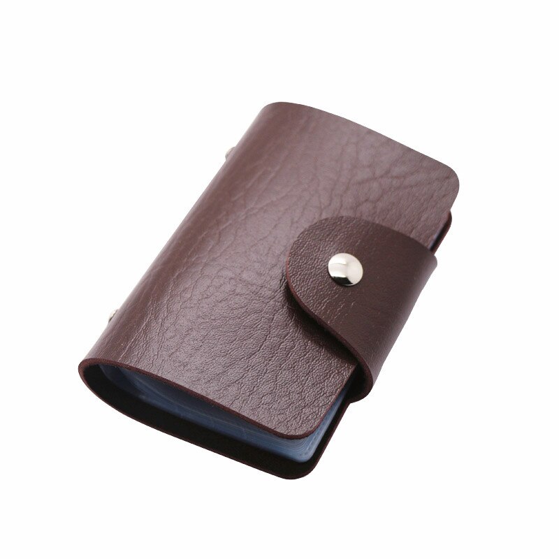 Porte-cartes de crédit 24 Bits, en PU, couleur unie, grande capacité, rangement, Clip, organisateur, étui pour identification, pochette: style 1  brown