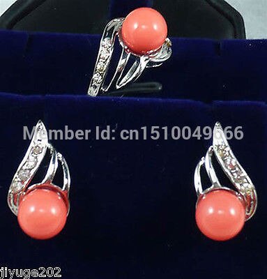 Offre spéciale >>>> belle bague en argent plaque corail 7 8 9 # ensemble