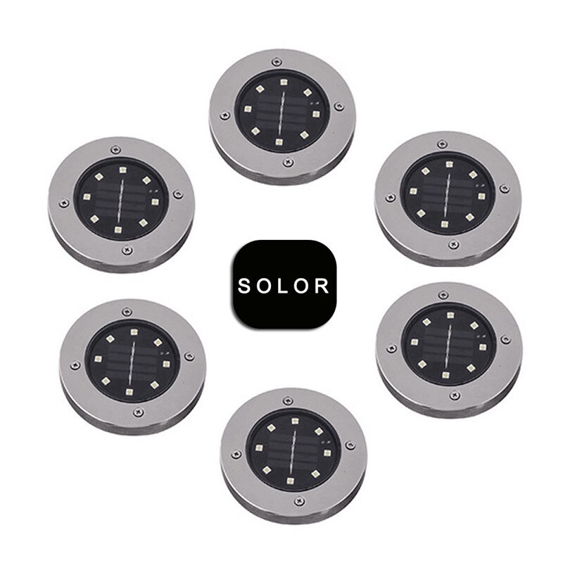 6 pçs luz solar ao ar livre à prova dwaterproof água 8 led solar luz de rua decoração do jardim enterrado lâmpada da escada subterrânea decking lampy solarne