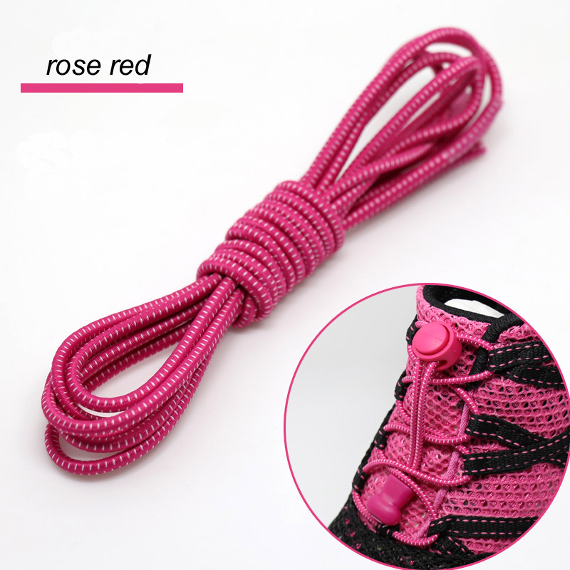 1pair Locking Shoe Laces Shoestrings Running Triathlon No tie Shoelace Sports Laces Hiking Shoelaces Children Elastic Shoelace: rose red