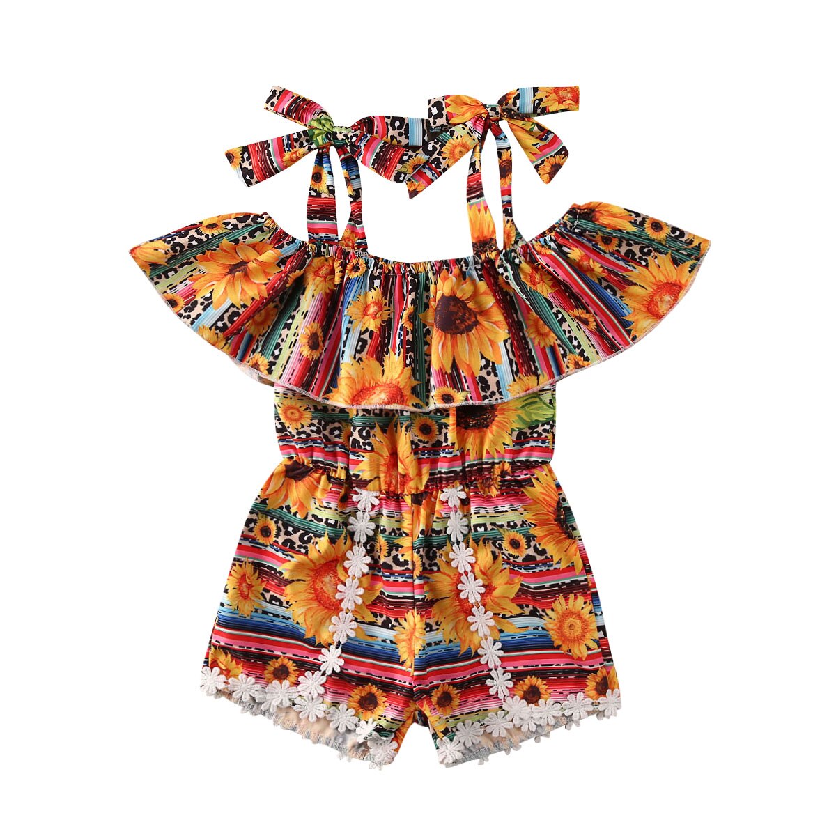 2020 bebê roupas de verão crianças bebê meninos meninas macacão ruffled girassol flor roupas playsuit