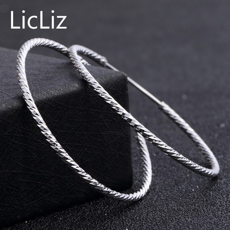 Licliz Grote 925 Sterling Zilver Hoop Earring Vrouwen Maxi Oor Piercing Loop Huggie Earring Verklaring Ronde Cirkel Oor Hoepel LE0335