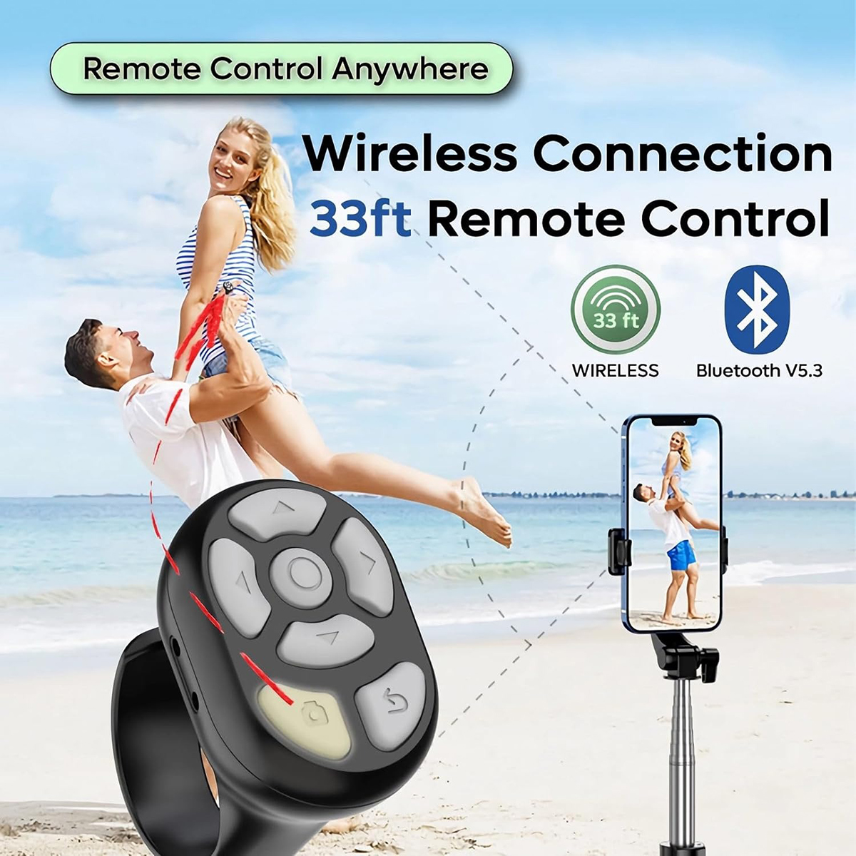 Wireless Bluetooth Ring Remote Control Fingertip Selfie Video Controller For Tik Tok Page Turner Browsing For for iOS Android