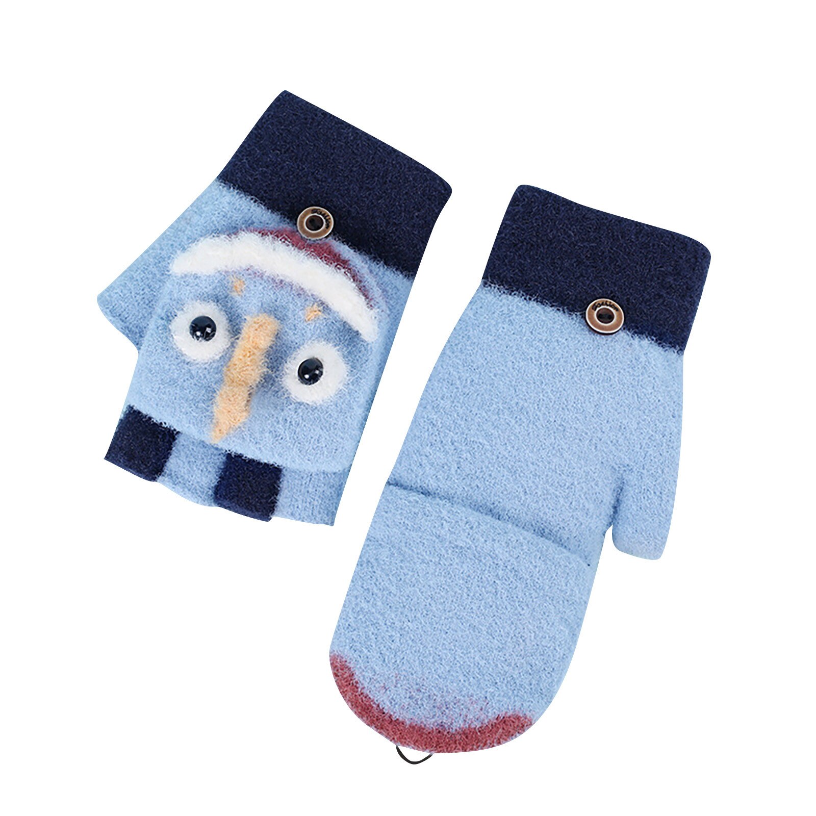 Leuke Dier Fluwelen Handschoenen Meisjes Omgedraaid Half Vinger Handschoenen Guantes Invierno Outdoor Kids Handschoenen Winter Kinderen Handschoenen: BU