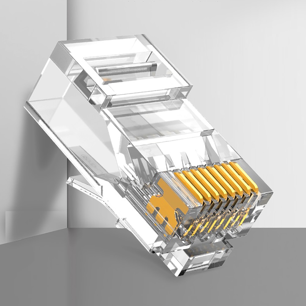 OULLX RJ45 Kontakter Cat6 UTP - Guldpläterad Genomföring Ethernet Kabelkontakter - 8P8C för Cat5e/Cat6