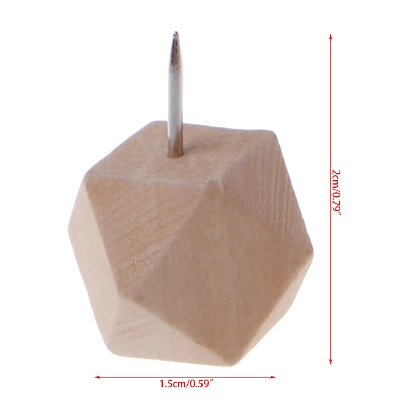 9 Pcs Wooden Thumb Tack Rhombic Decorative Drawing Push Pins Wood Head