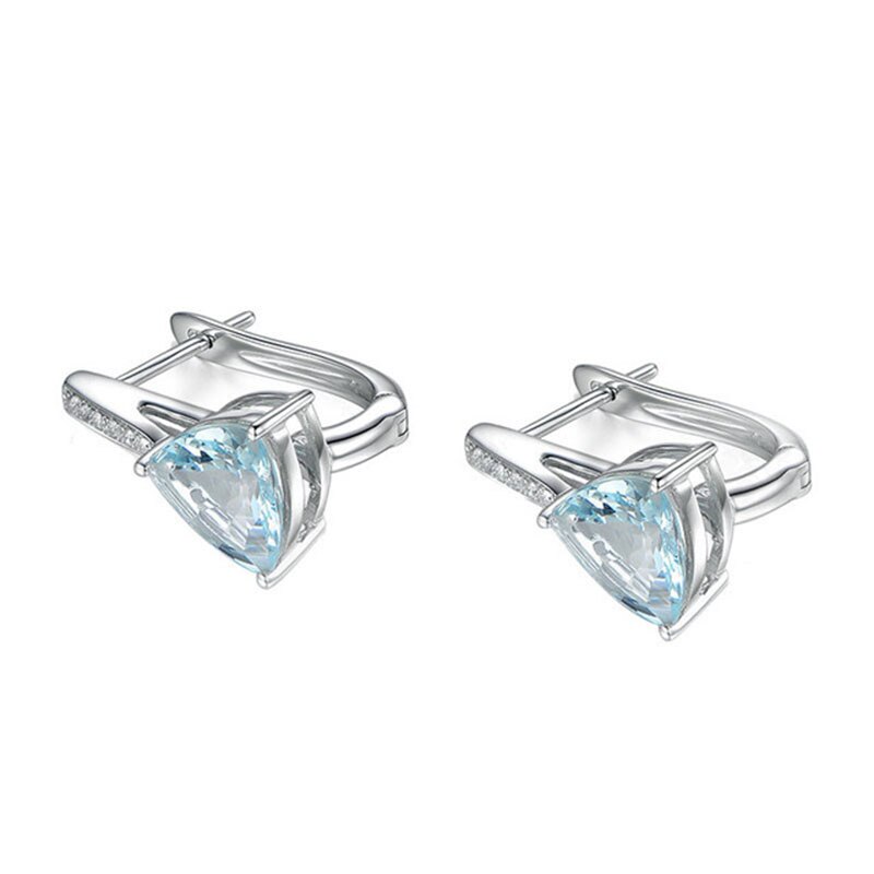 Black Angel Luxe Sky Blue Topaz Spinel Aaa Zirkoon Clip Oorbellen Sieraden 925 Sterling Zilveren Oorbel Voor Vrouwen