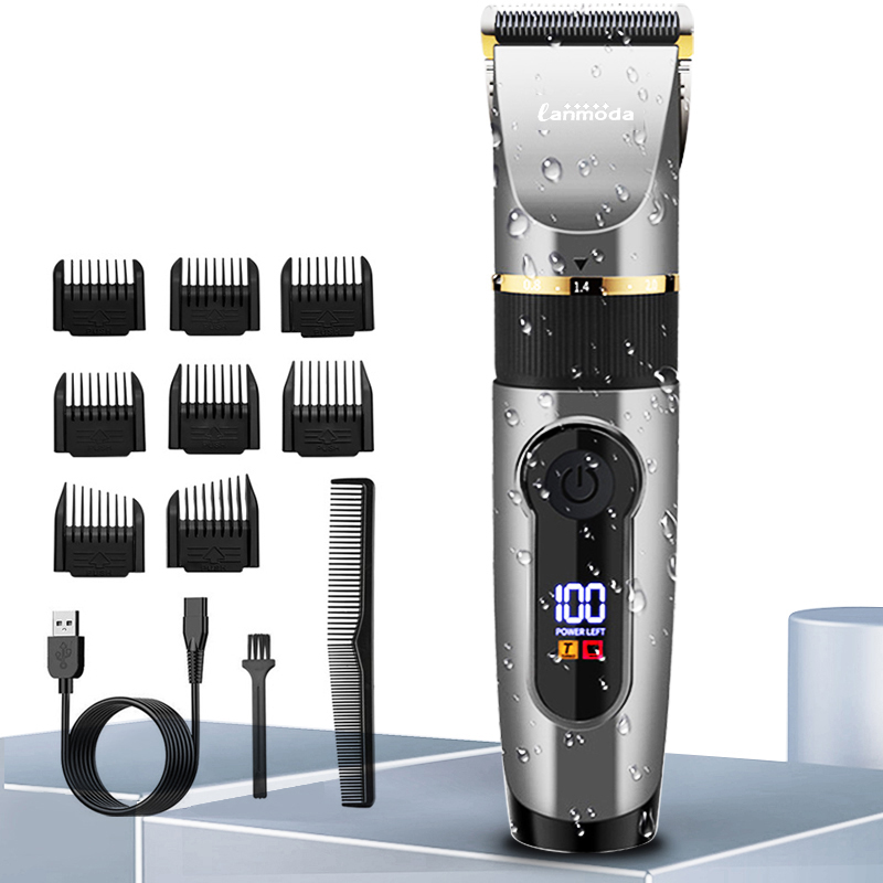 Professioneller Haarschneider, wiederaufladbar, elektrischer Trimmer für Männer, Bart, freundlicher, Friseur, Schneidemaschine, Haarschnitt, LED-Bildschirm, wasserdicht: Ursprünglich Titel