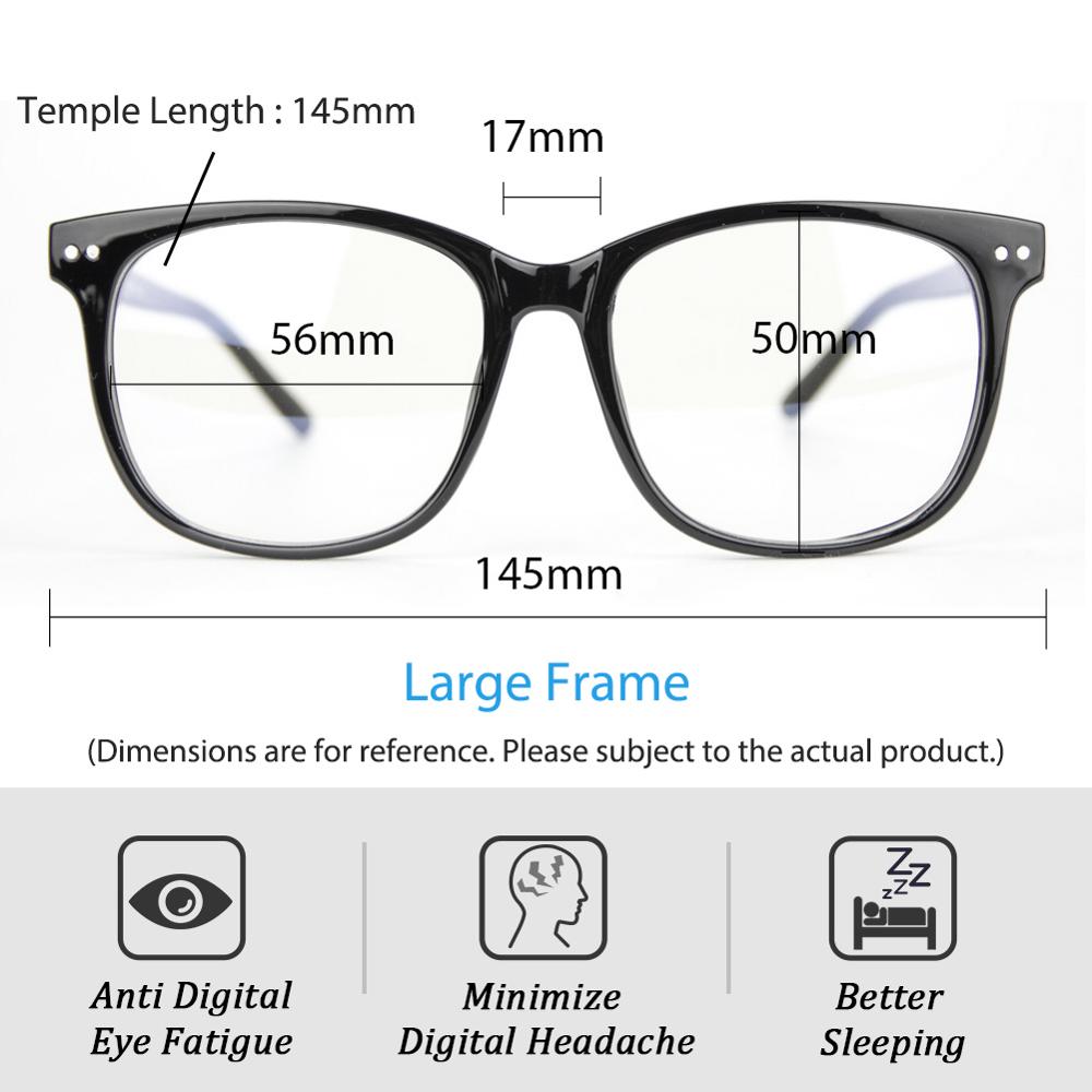 Cyxus, filtro de luz azul, gafas de ordenador, lentes antitensión, cristales transparentes, montura grande, gafas Unisex para hombres/mujeres 8081