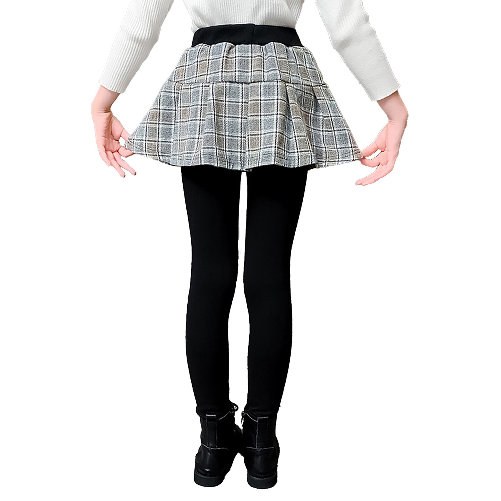 Kids Meisjes Fluwelen Warme Leggings Winter Dikke Leggings Met Strik Versierd Plaid Rok Kinderen Rok-Broek Meisjes Broek