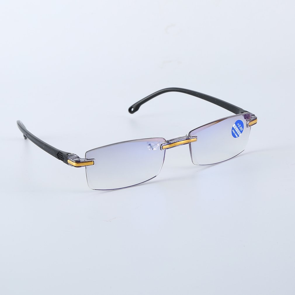 Rimless Diamond-cut Reading Glasses Anti-blue Light and Blue Film Integrated for Women Men +1---+4 Full Degree