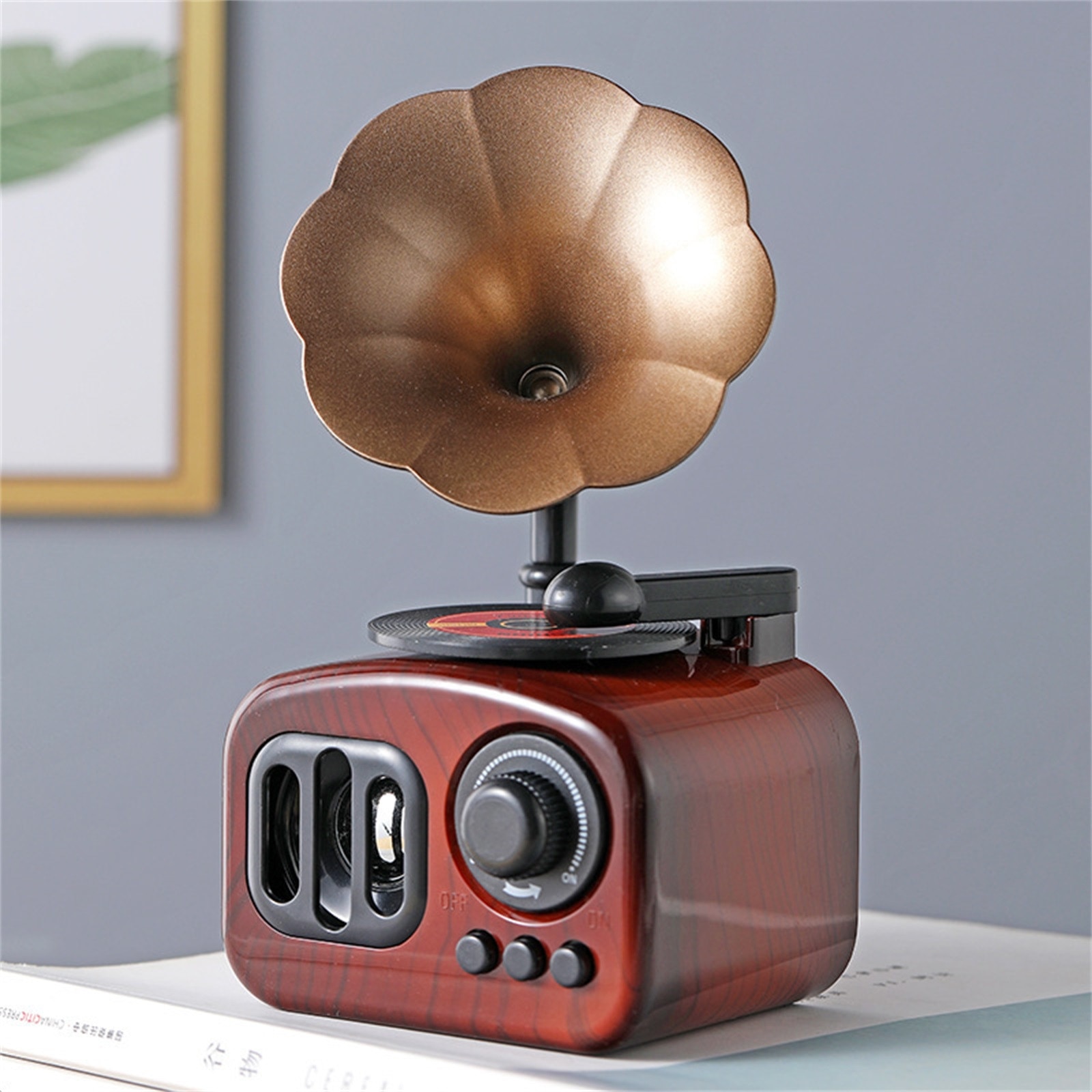 Retro Music Box Fashionable Home Decoration Mini Gramophone Nostalgic Style Mechanical Birthday Decoration