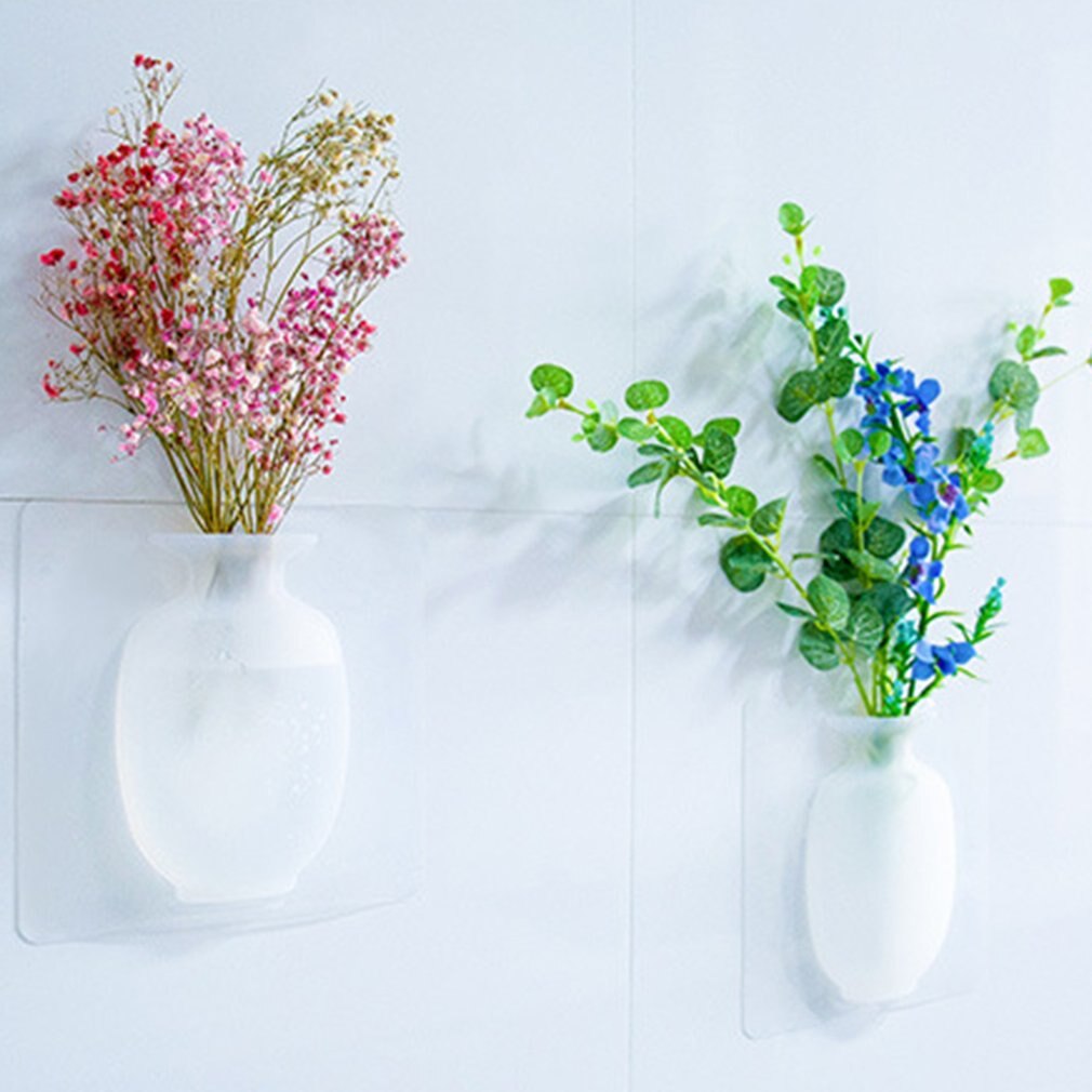 Adsorptie Magic Silicone Vaas Stok Muur Opknoping Vaas Stickers Glas Muur Koelkast Geen Spoor Plastic Vaas Sticker