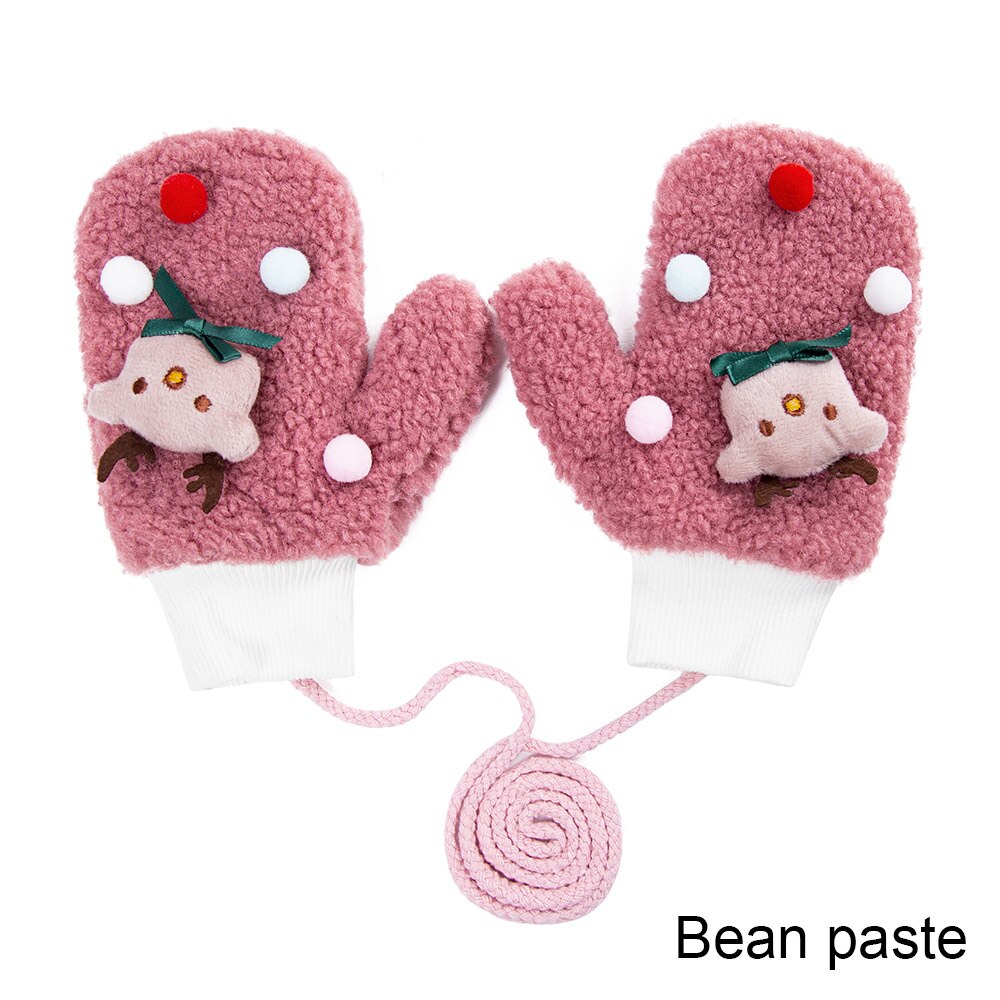 Molixinyu inverno bebê luvas para meninas e meninos bonito dos desenhos animados crianças luvas engrossar luvas quentes de malha algodão crianças luvas: dark pink