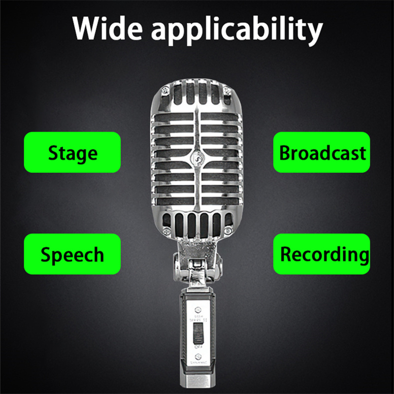 Micrófono de Metal Vintage para SHURE 55SH, micrófono Vocal dinámico clásico, soporte Universal para actuaciones en vivo, Karaoke