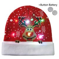 Självlysande halsduk jul mössa belysning varm stickad tofs halsduk för juldekoration merry xmas dekor hatt: Hatt d