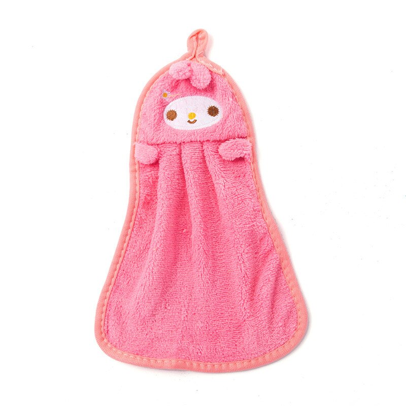 1PC Hand Towels Absorbent Coral Fleece Cloth Kitchen Towel Easy Clean Cute animal Kitchen Bathroom Hanging wipe Towel: E
