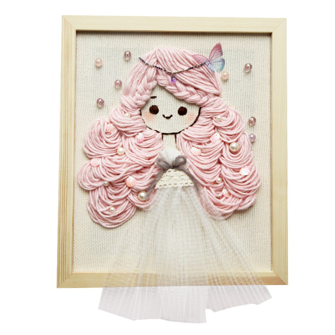 Bricolage tricot laine tapis Kit d'accrochage artisanat laine broderie avec 25x30cm cadre en bois: 5