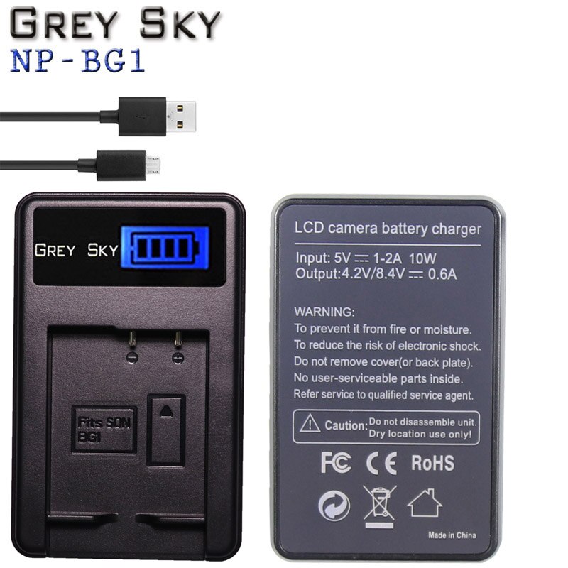 1300mAh NP-BG1 NP BG1 NPBG1 bateria + ładowarka USB z wyświetlaczem LCD robić Sony DSC-H3 DSC-H7 DSC-H9 DSC-H10 DSC-H20 DSC-H50 DSC-H55 DSC-H70: 1 ładowarka
