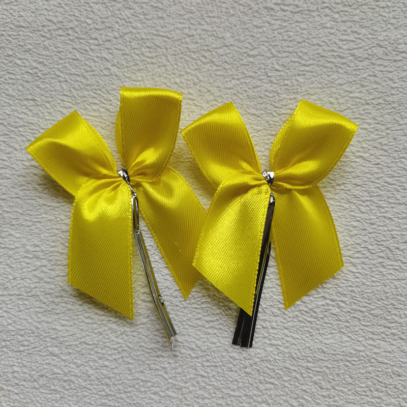 100pcs Multiple Colors Satin Ribbon Bowknot Sealing Wire Bakery Packing Birthday Party Bows For Wedding Decoration 6CM: Yellow