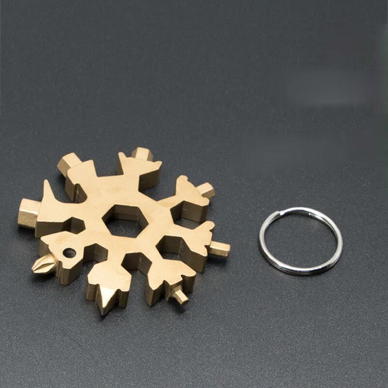18-in-1 NEUE Karte Typ Schneeflocke multifunktions werkzeug kombination Tragbare Schneeflocke Werkzeug Mit schlüssel ring Allen wrench hause auto werkzeuge: Gold