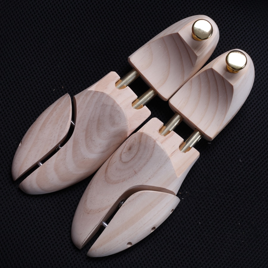 Men's Pine Wood Shoe Trees Metal Knob Adjustable Length and Width Shoe's Care
