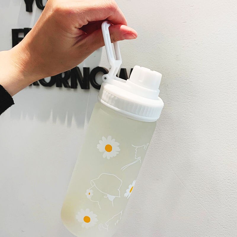 Botella de agua de plástico de 500ml, botella de agua congelada de margaritas, botella de agua congelada, matraz de agua para leche y zumo, para viajes al aire libre, Picnic