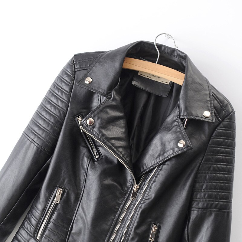 Fitaylor-chaquetas de piel sintética para mujer, ropa de calle para mujer, abrigo negro de manga larga, con cremallera para motorista, prendas de vestir